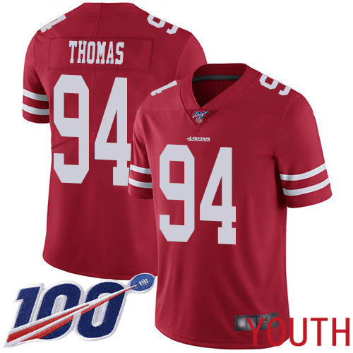 San Francisco 49ers Limited Red Youth Solomon Thomas Home NFL Jersey 94 100th Season Vapor Untouchable